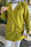 Double Button Short Cashmere Coat Oil Green