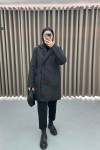 Double Buttoned Quilted Coat Black