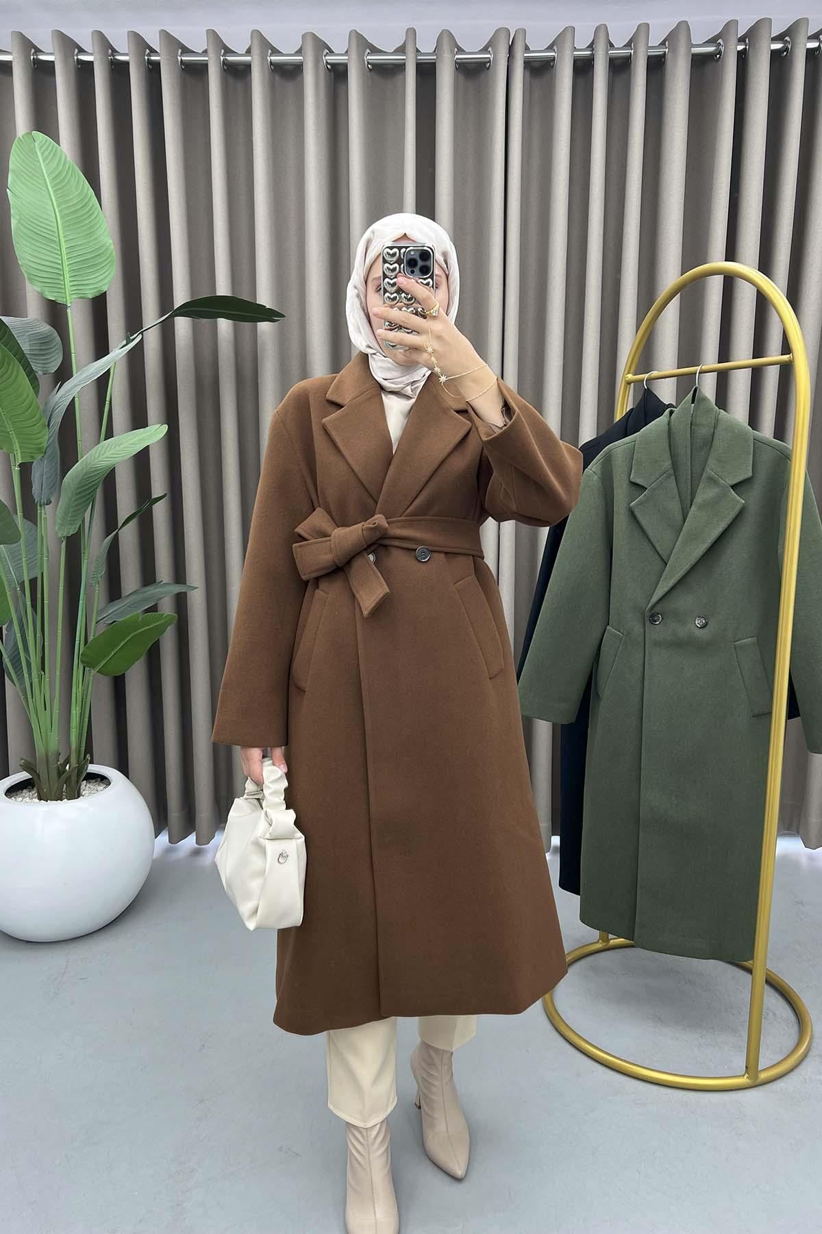 Double Buttoned Alternative Coat Brown