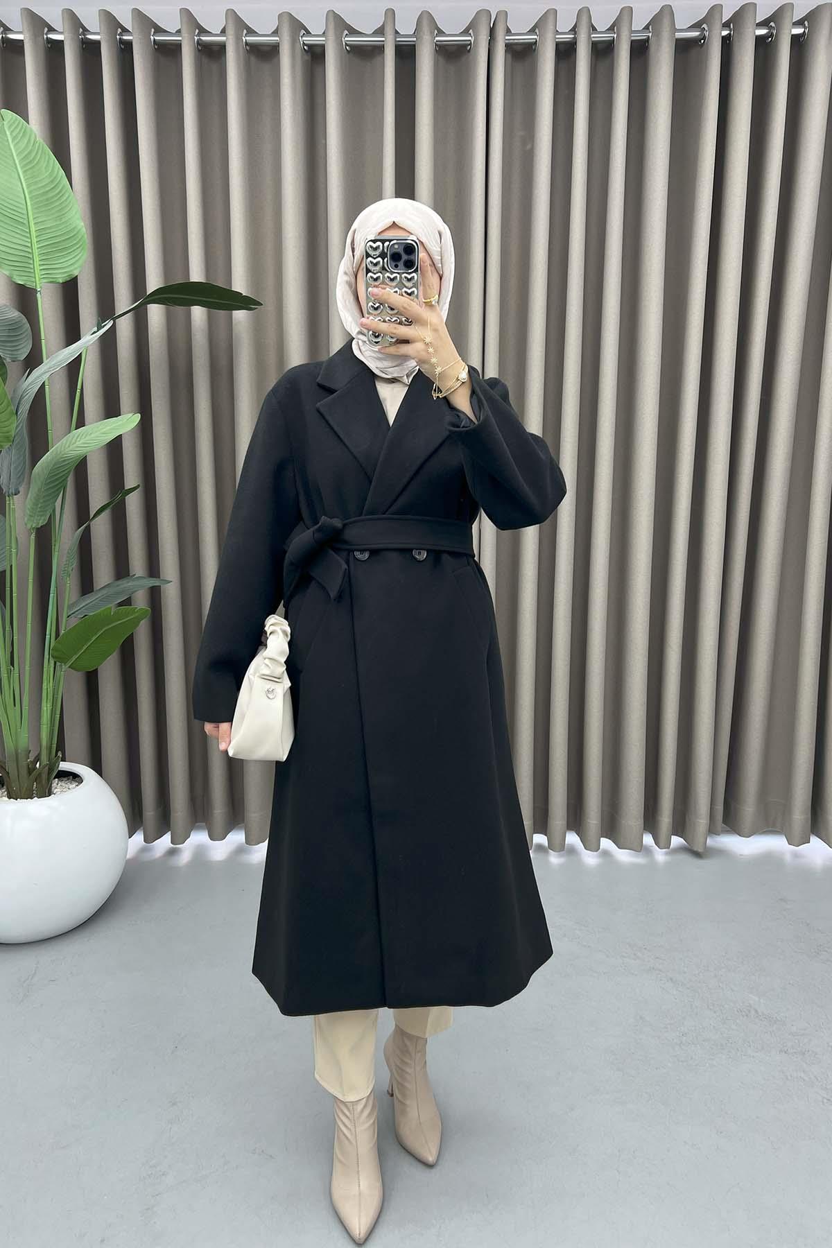 Double Buttoned Alternative Coat Black