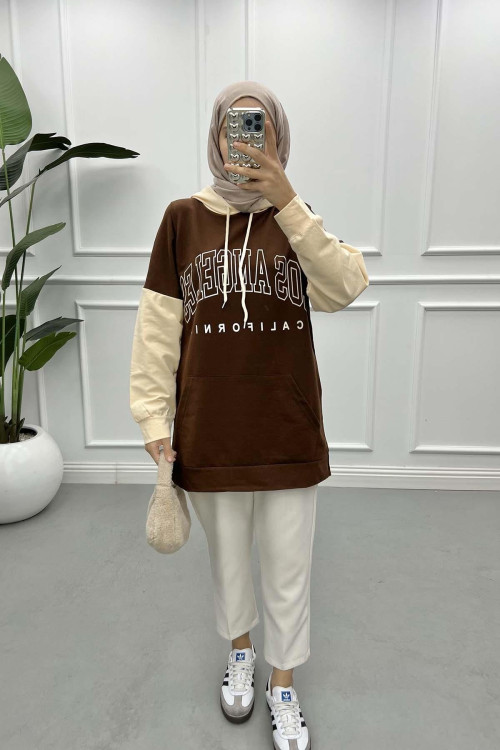 Two-Tone Printed Sweatshirt Bitter Brown