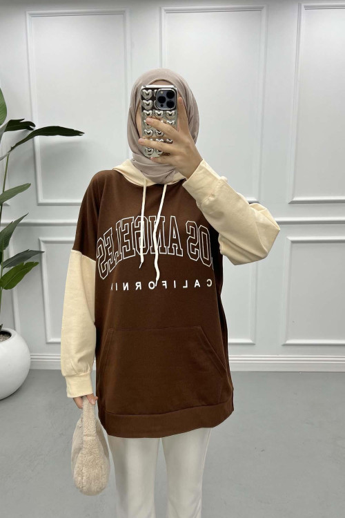 Two-Tone Printed Sweatshirt Bitter Brown