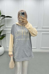 Two-Tone Printed Sweatshirt Gray