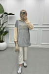 Two-Tone Printed Sweatshirt Gray