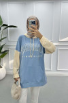 Two-Tone Printed Sweatshirt Blue