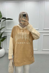 Two-Tone Printed Sweatshirt Milky Coffee