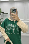 Two-Tone Printed Sweatshirt Green