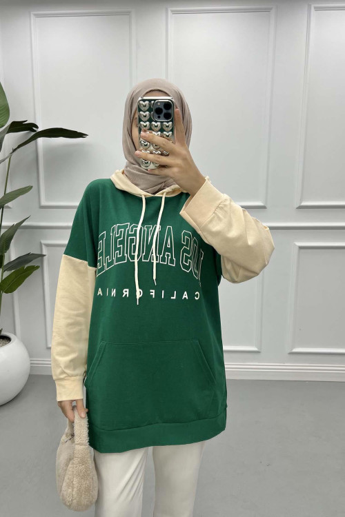 Two-Tone Printed Sweatshirt Green