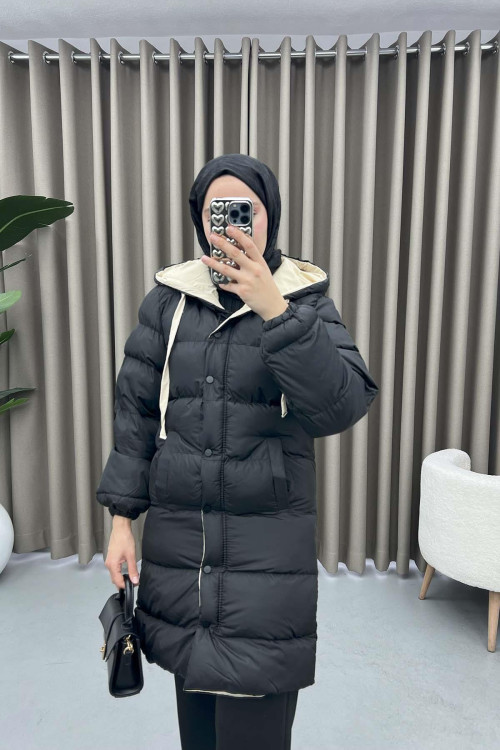 Double Sided Puffer Jacket Black