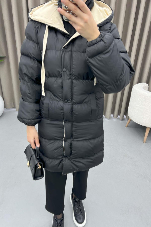 Double Sided Puffer Jacket Black