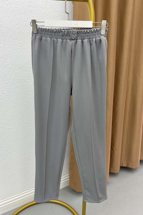 Striped Fabric Trousers Gray