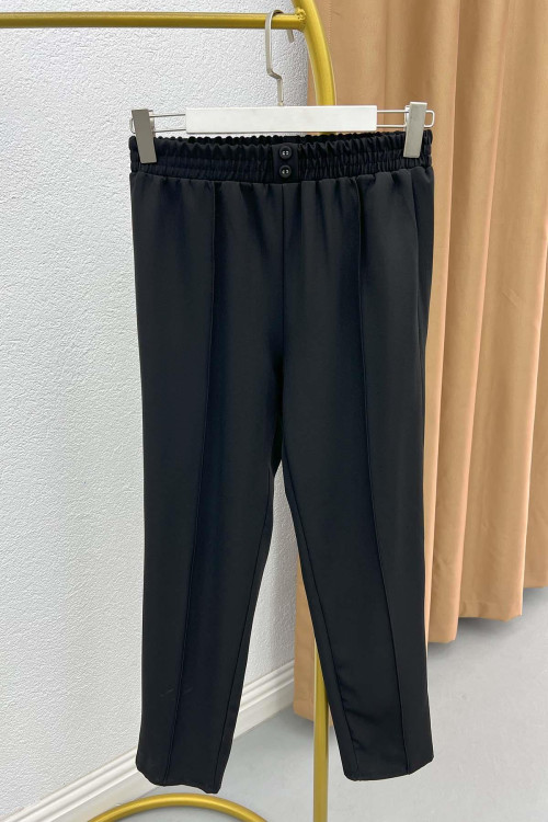 Fabric Trousers with Ribbon Black