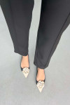 Fabric Trousers with Ribbon Black