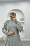 Striped Tunic Set Gray