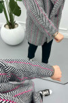 Striped Patterned Coat Pink