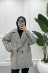 Striped Patterned Coat Black