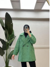 Striped Patterned Coat Green-Black