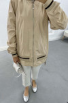 Striped Detailed Jacket Beige