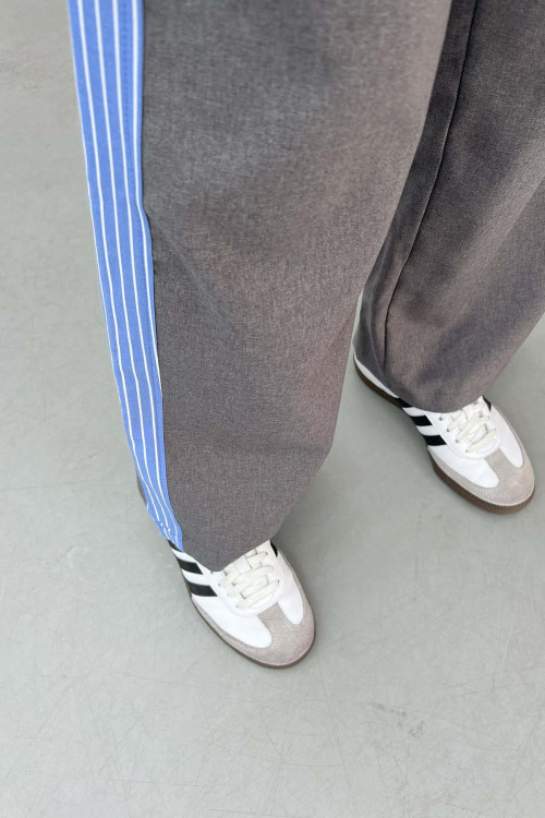 Striped Detailed Trousers Smoke