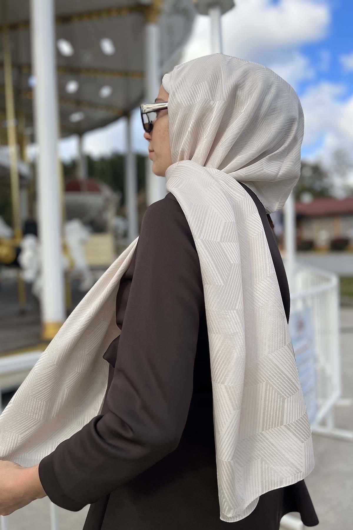 Stripe Detailed Shawl Beige