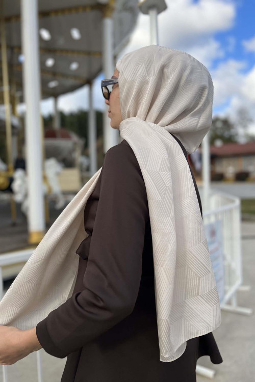 Stripe Detailed Shawl Beige