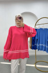 Stripe Detailed Knitwear Sweater Fuchsia