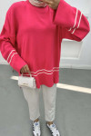 Stripe Detailed Knitwear Sweater Fuchsia