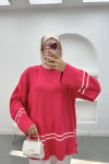 Stripe Detailed Knitwear Sweater Fuchsia