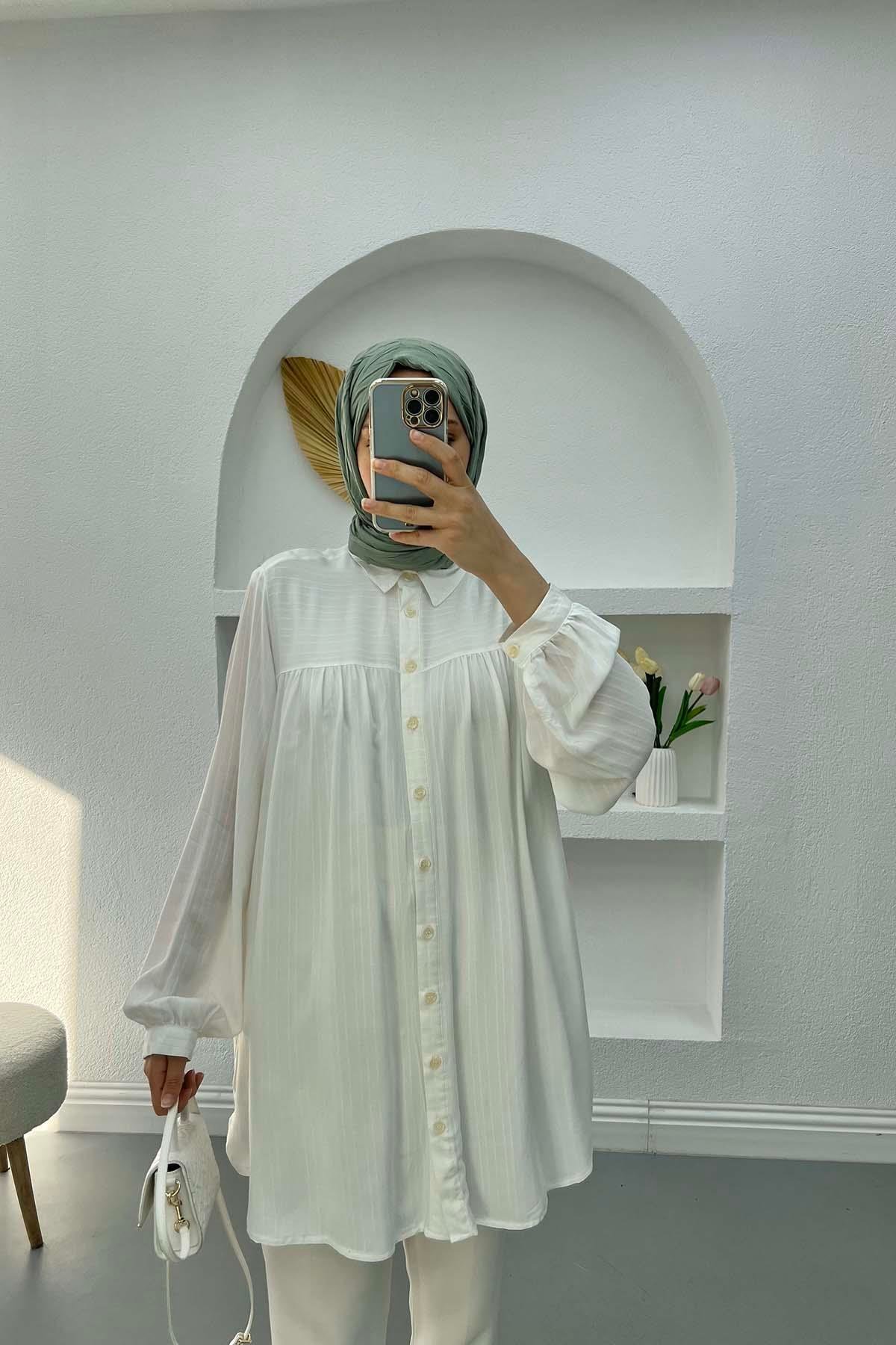 Striped Detailed Tunic White