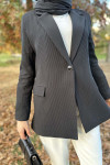 Striped Textured Jacket Black