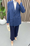 Striped Blazer Jacket Indigo