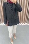 Striped Blazer Jacket Black