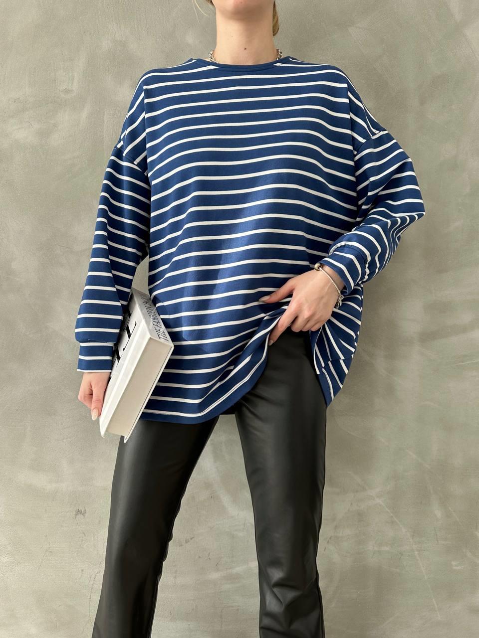 Striped Blouse Navy Blue