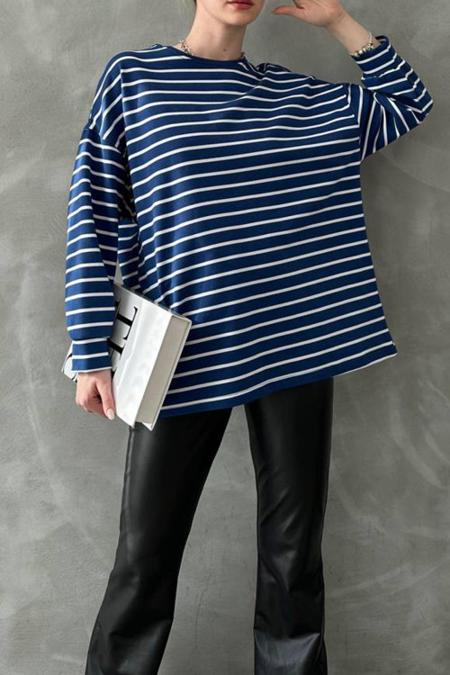 Striped Blouse Navy Blue