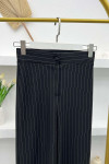 Striped Wide Leg Trousers Black