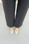 Striped Wide Leg Trousers Black