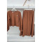 Striped Brooch Skirt Set Brown