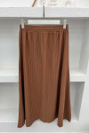 Striped Brooch Skirt Set Brown