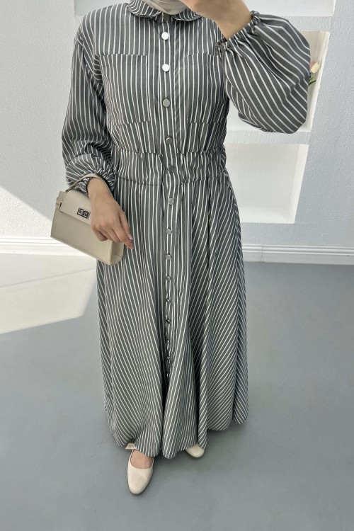 Striped Bymen Dress Gray