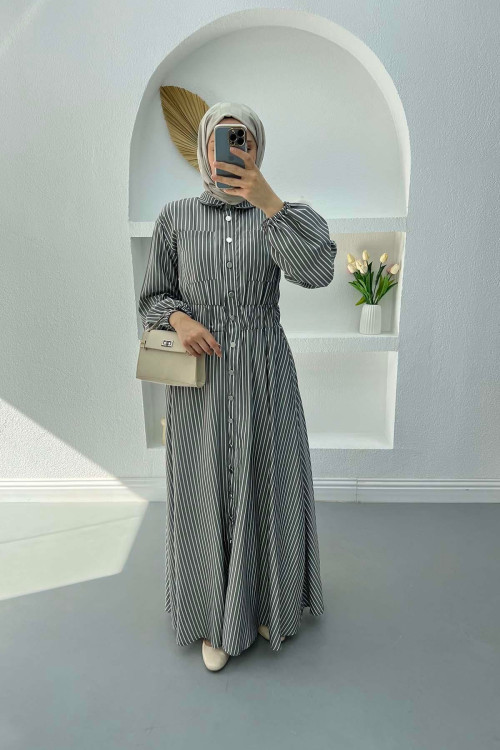 Striped Bymen Dress Gray