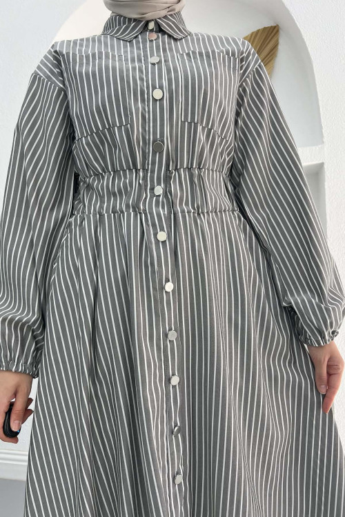 Striped Bymen Dress Gray