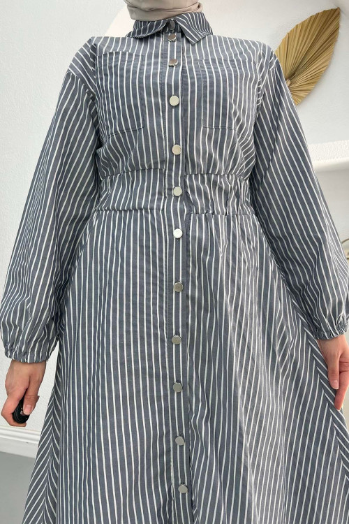 Striped Bymen Dress Navy Blue