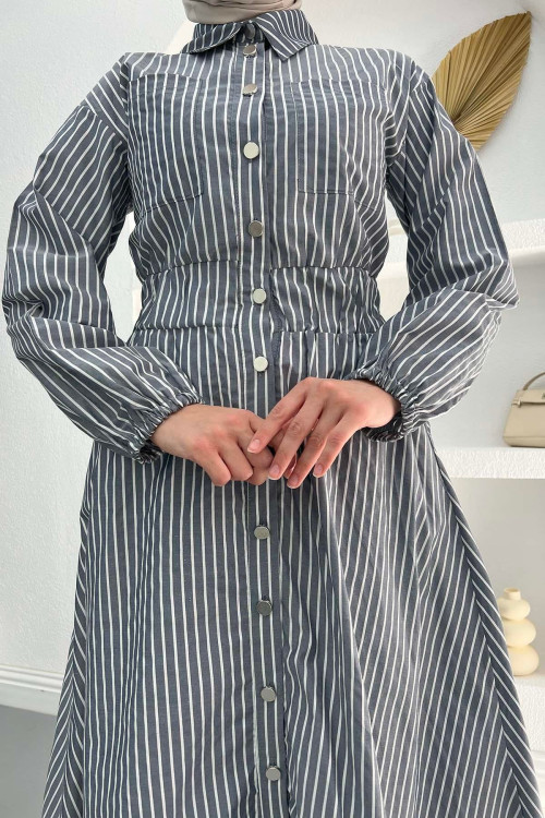 Striped Bymen Dress Navy Blue