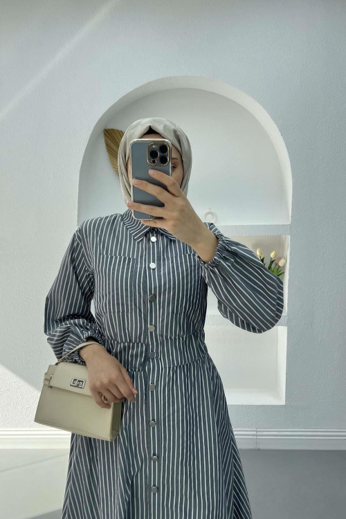 Striped Bymen Dress Navy Blue