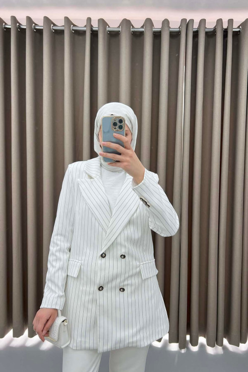 Striped Jacket White