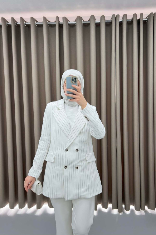 Striped Jacket White