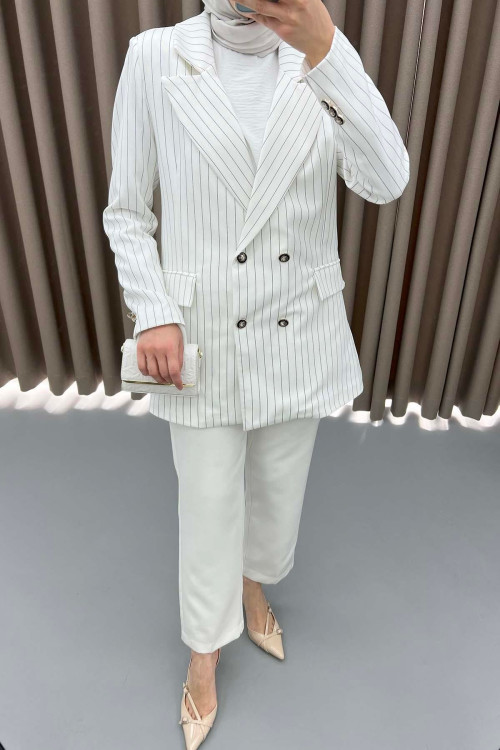 Striped Jacket White