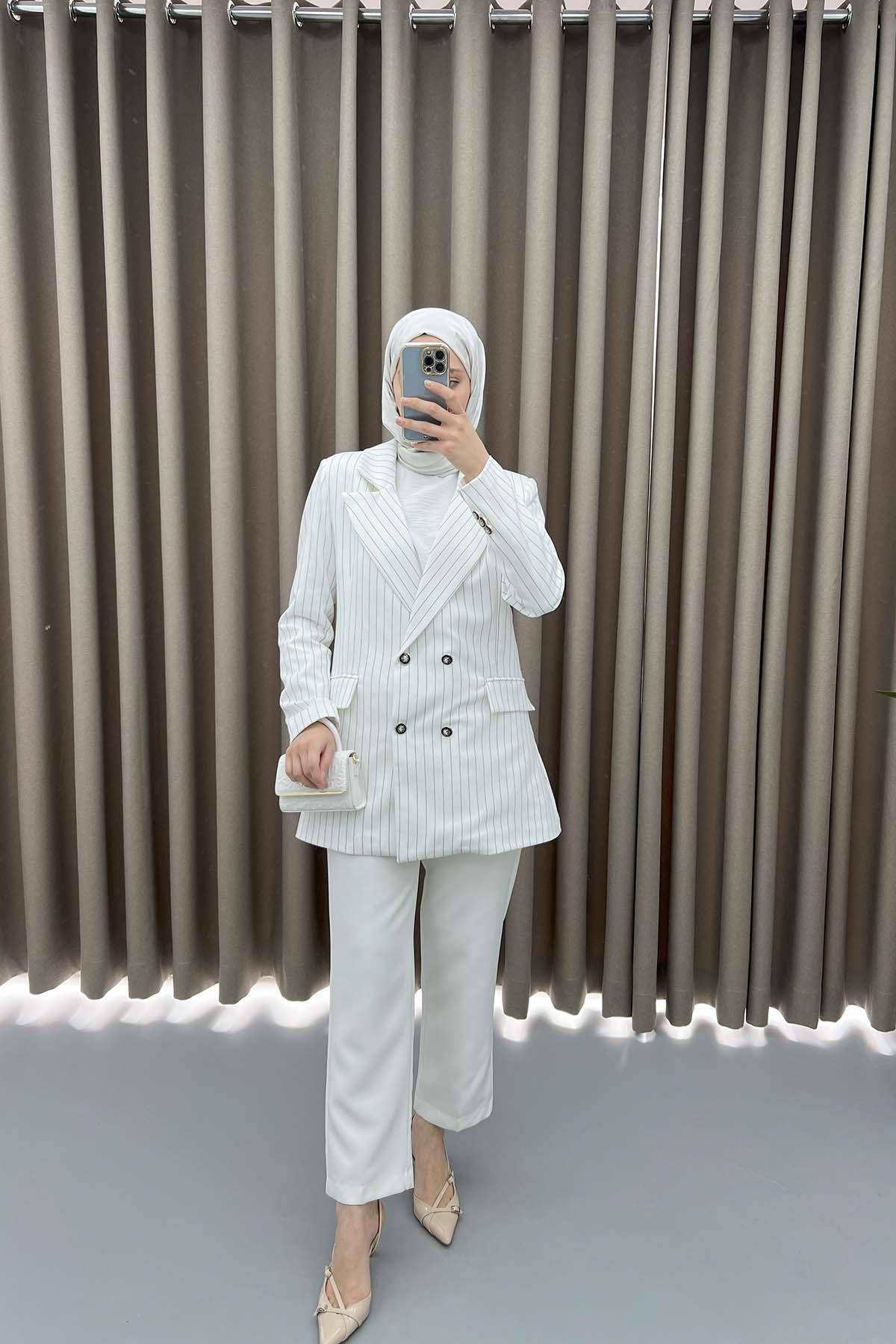 Striped Jacket White