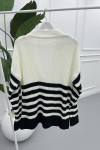 Striped Pocket Knitwear Cardigan Black