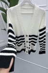 Striped Pocket Knitwear Cardigan Black